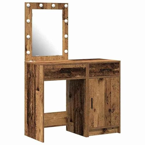 Eleganz Tocador con puerta, juego de 2 unidades, color marrón, 50 x 41 x 135 cm, de material de madera, juego de muebles de dormitorio con espacio de almacenamiento y espejo, solución práctica para