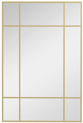 HOMCOM Specchio Moderno Stile Finestra, Specchiera da Camera e Soggiorno con Montaggio Verticale e Orizzontale, 90x60 cm, Oro