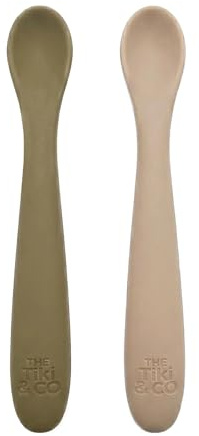 The Tiki & Co Cucharas de Silicona para Bebés y Niños, Nude/Verde