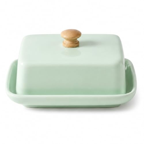 Cuxawamiyo Butterdose Keramik in Gletscherblau, Elegante Butterglocke mit Deckel für 250g Butter, Keramik Butterdose für Kühlschrank und Frühstückstisch