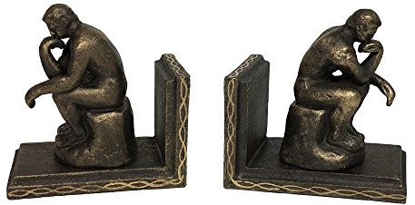 Buchstütze Der Denker nach Rodin 2 Stück Buchständer Gusseisen Antik-Stil