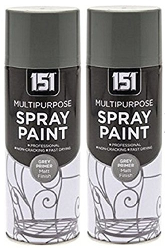 Grey Primer Matt Finish – 2 x 400ML New High Quality Multipurpose Spray Paint/aerosol Decorative Interior Exterior Paint Fast Drying-SZL