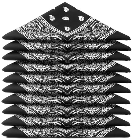 ...KARL LOVEN Lotto di 5 bandane 100% Cotone Paisley Sciarpa Testa Collo Fazzoletti (Lotto di 5, Nero)