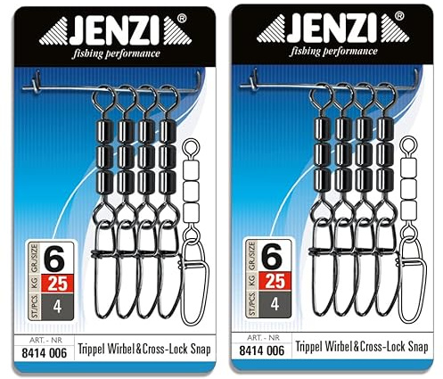 blntackle76 Set 2 Packungen (8-12 STÜCK) Jenzi High-Speed Wirbel Fastlock-Karabiner von Jenzi, Black Nickel, 9, 12, 18, 25 Kg+gratis Petri Heil! Aufkleber