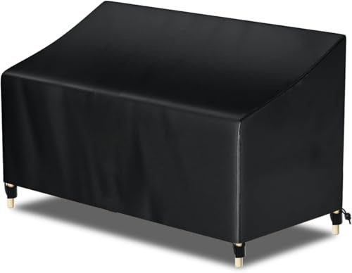 Awnic Gartenbank Abdeckung Wasserdicht Oxford – Schutzhülle Bank für 2 Sitzer, Winterfest & Windfeste – Gartensofa Abdeckung Schwarz 134x70x60/88cm | Gartenbank Abdeckung Strapazierfähig, Schutzhülle Bank Winterfest & Windfeste, UV-beständig Gartensofa Abdeckung