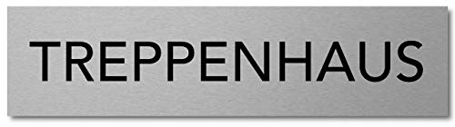 Interluxe Türschild Treppenhaus Schild aus Aluminium, 200x50x3mm, modernes Leitsystem für Wohnhäuser, Firmen, Behörden, robust und wetterfest