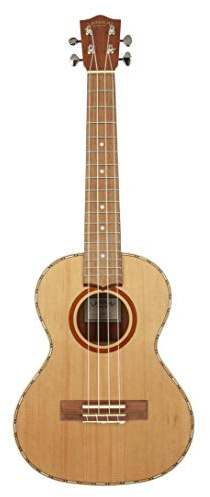 Lanikai CDST-T Ukulele mit 4 Saiten, Tenor-Zedernholz, solide Oberseite, mit Deluxe-Grover-Stimmwirbel, Natur