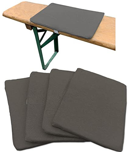 JEMIDI 4x Bierbankkissen - Sitzkissen für Bierzeltgarnitur - Bierbank Auflagen Set - Auflage für Bank - Sitzauflage für Bierbänke - Anthrazit