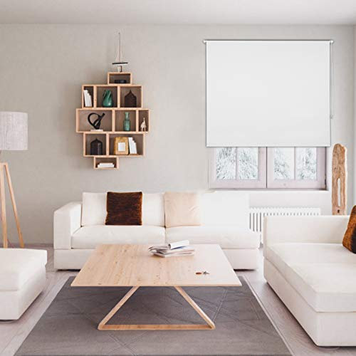 Laneetal Verdunklungsrollo Klemmfix ohne Bohren 50x160cm, Fensterrollo Sonnenschutz, Seitenzugrollo Sichtschutz, Thermorollo für Tür Fenster, Weiß