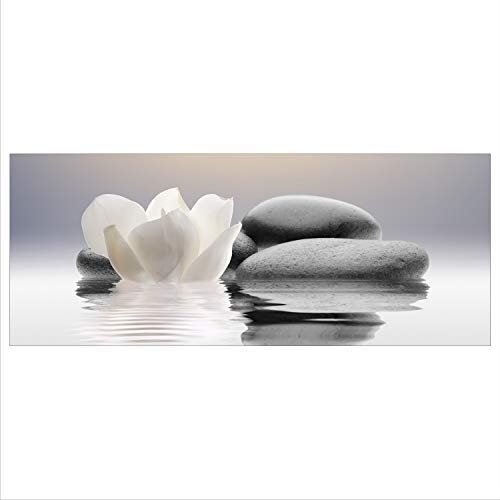 decorwelt Quadro in vetro 125 x 50 XL Zen, bianco panoramico, decorazione moderna in vetro