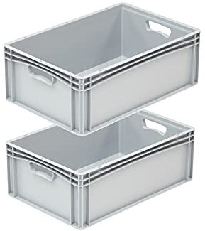 DieBoxfabrik Eurobehälter 600x400x220mm (60 x 40 x 22 cm) mit 44,2 Liter Volumen | Eurobox stapelbar aus Kunststoff in TOP-Qualität - Made in Germany. Farbe Grau (2)