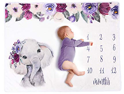 Haokaini Baby Monatliche Meilenstein Decke für Jungen Oder Mädchen Neugeborene Elefant Flanell Foto Requisiten Hintergrund Personalisierte Dusche Geschenke Verfolgen Alter & Wachstum