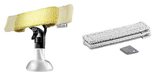 Kärcher 2.633-129.0 Pulvérisateur 2 en 1 + grattoir accessoire & Kärcher Bonnettes microfibre pour vitres extérieures + grattoir accessoires pour nettoyeurs de vitres
