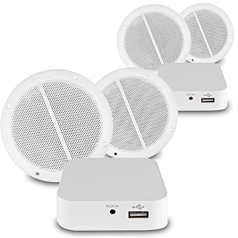 Power Dynamics WT10SET Multi Room Ceiling Speaker System - Wi-Fi Amplifier & Smart 5.25 Marine Speakers, App-Controlled for Home & Commercial Use, 2-Zone WiFi Ceiling Speaker Systems