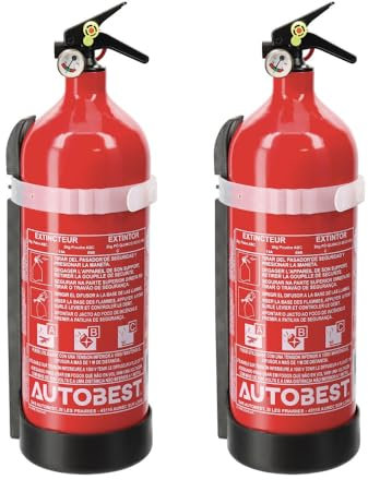 Autobest Lot de 2 extincteurs 2kg classe ABC avec manomètre
