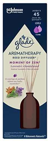 Glade Aromatherapy Stäbchen, Duftspender mit ätherischen Ölen, Moment of Zen, Lavendel & Sentalholz – 1 Diffusor – 80 ml