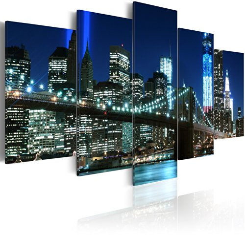 murando - Akustikbild New York 5 tlg - Bilder Akustikschaum Schallschutz Wand Deko Kunst Akustikpaneele Wandpaneele Schalldämmung Wandbild Schallabsorber Akustikplatten Brooklyn Bridge Städte City