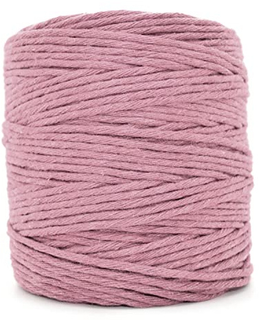 Premium Dusty Rose Macrame Cord, 200 m / 656 ft of 3 mm Thick Natural Cotton Thread Yarn Macrame Rope for Wall Hangings, Plant Hangers, DIY Crafts, Home Decorations, Gift Wrapping (Reel)