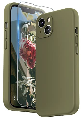 SURPHY für iPhone 13 Hülle Silikon mit Displayschutzfolie | Case mit Kameraschutz Stoßfeste Handyhülle 6,1 mit Erhöhter Randschutz