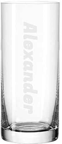 LUXENTU Longdrinkglas Trinkglas Cocktailglas Bierglas mit Gravur | Persönliche Lasergravur mit Namen | 1 Stück | Personalisiertes Geschenk | Spülmaschinenfest