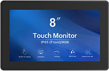 GreenTouch Moniteurs tactiles HDMI PCAP à Cadre Ouvert de 8 Pouces 1024 x 600 pour Les marchés de consommation, de Vente au détail et de l'hôtellerie