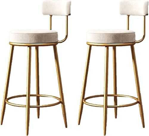 OKUOKA Barhocker 2er-Set Frühstückshocker, Moderner Goldener Tresenhocker, Essensstuhl für Küchentheke Barhocker Stühle Set (Color : Beige, Size : 75cm)