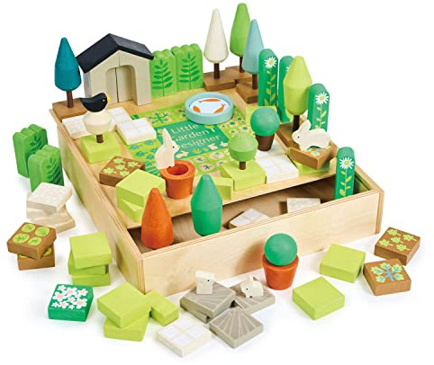 Tender Leaf Toys - Little Garden Designer - Wood Garden Building Play Set - Inspires Creativity, Encourages Role-Play and Story Invention, Educational Activity for Boys and Girls - Age 3+