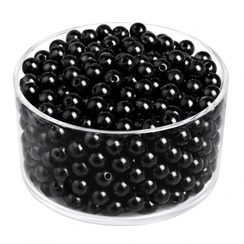 Perlin Zuchtperlen Imitat Perlen Schwarz 10 mm Rund Wachsperlen | ABS Kunstperlen 1,6 mm Loch Schmuckperlen zum Auffädeln für DIY Schmuckherstellung Dekoration und Basteln