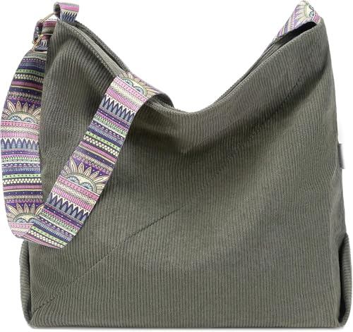 Makukke Handtasche Damen Umhängetasche, Cord Taschen Groß shopper Tote Bag schultertasche Casual Crossbody Bag für Schule Büro Arbeit Reisen Ausflug Einkauf
