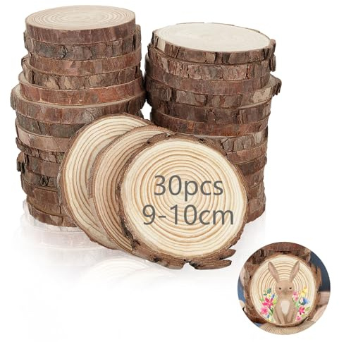 30 Pezzi 10 Cm Tronchi Legno Decorativi，1 Cm Di Spessore Dischi Legno，legno Fai Da Te Rotondo Non Trattato Per Decorazione, Natal