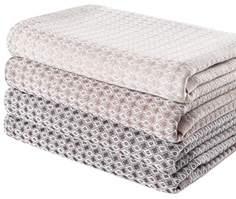 Blue Burgeon 4 Geschirrtücher Baumwolle 40x60 Braun Kombination | Elegante Braune Küchentücher im 4er-Pack
