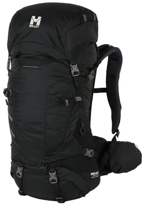 MILLET Hanang 50 Litres Sac de Randonnée Trekking Homme et Femme, Noir - Housse De Pluie