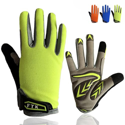 Guantes de ciclismo para niños, con acolchado de gel de dedo completo, antideslizantes, guantes de bicicleta para niñas y niños, buen agarre, transpirables, para MTB, BMX, Dirtbike, deportes al aire