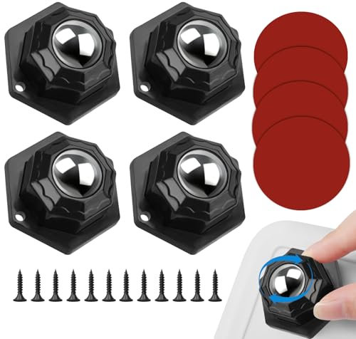 4 Pezzi Ruote Autoadesive a Sfera per Mobili Pesanti, Rotelle Piccole con Viti per Scatole di Stoccaggio