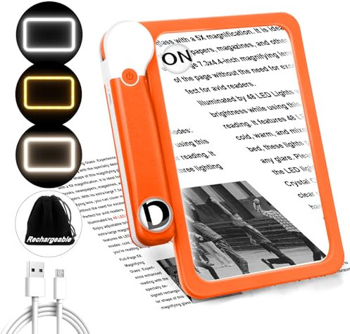 NZQXJXZ 5X 10X 30X Lupe mit Licht, Leselupe für Senioren Groß, Lupenbrille mit 48 Ultrahellen Lichtern und 3 Farblichtmodi, Handleselupe zum Einklappen, Ideal zum Lesen, Arbeit, Sehschwäche