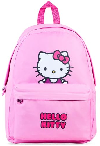 Hello Kitty Sanrio ryggsäck för flickor, tweens med dragkedja framficka, Kawaii ryggsäckar för skola, resor, gåvor för flickor, Rosa Hello Kitty, 15.7x12.2x7.1inch, Ryggsäckar för dagsutflykt