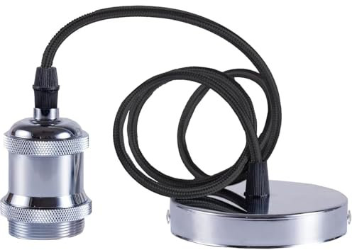 Yexati Lampada a Sospensione da Soffitto, Portalampada E27 Vintage con Cavo Intrecciato, Porta Lampada da Soffitto per Cucina, Isola, Bar e Home DIY, Compatibile con Lampadari e Portalampade E27