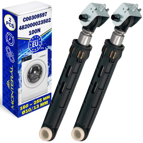 2x Stoßdämpfer Waschmaschine 100N Ø10/13mm 160–255mm C00140670 für Indesit | 482000023502 482000029509 für Whirpool - MADE IN EU - MONTERAL