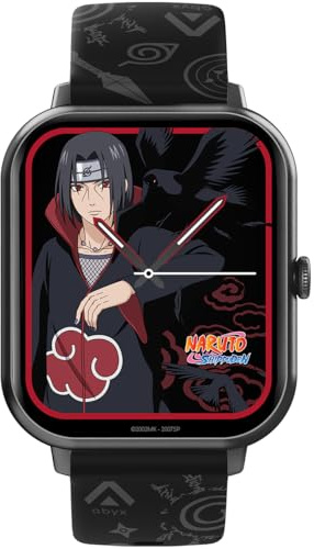 Abyx FIT Touch 3 Naruto Edition Smartwatch - 1123 Modi, Bluetooth, Net Display, IP67, Herzfrequenz- und Sauerstoff-Tracker, Benachrichtigungen, Android/iOS - Itachi Design