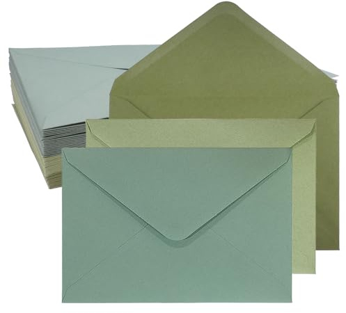 wocpvm 60 kuvert mintgrön, i en uppsättning 13,5 x 19,5 cm, kuvert i eukalyptusgrön, små kuvert för brev, gratulationskort (eukalyptusgrön, 3 färger)