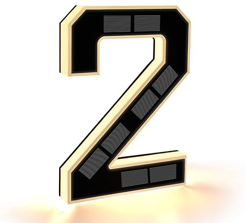 CARPESUN Solar Hausnummer Beleuchtet für Außen Wasserdicht, Beleuchtete Hausnummernschild Solar, Hausnummernleuchte Schwarz Groß - Höhe 23 cm (2-schwarz, 23CM)