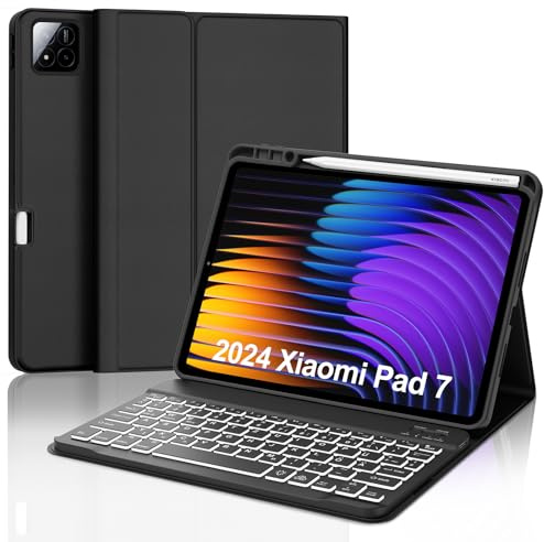 WINCHKING Funda con teclado para Xiaomi Pad 7 Pro/Pad 8 Pro 11.2 pulgadas