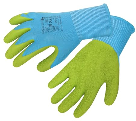 Högert Technik Guanti rivestiti in lattice ULLER blu/verde, taglia 10, protezione contro i pericoli meccanici, flessibilità e alta