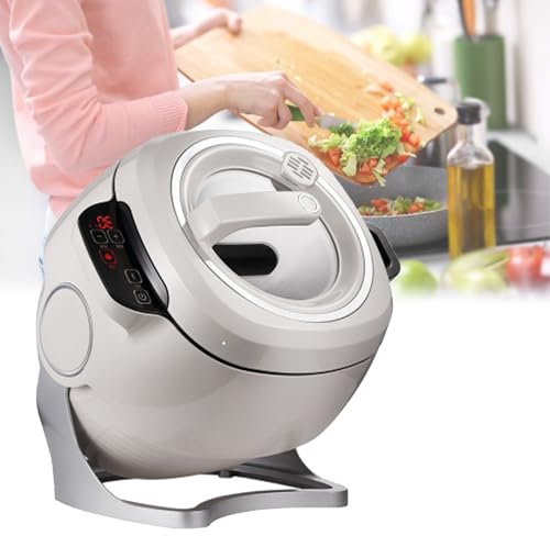 Kindevieft Machine De Cuisson, Cuiseur à SautéS Automatique Portable De 6 L avec Rotation à 360 ° Et 3 Vitesses RéGlables, DéMarrage en Un Clic, Robot Culinaire pour SautéS, RagoûTs, Cuisson