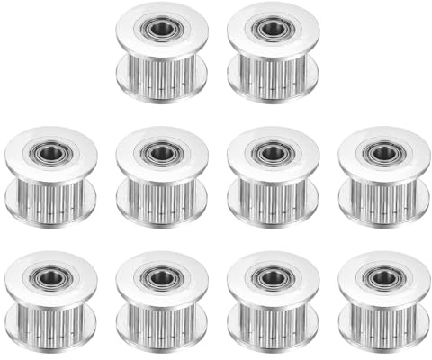 QUARKZMAN 2GT Riemenscheibe 20 Zähne 3mm Bohrung Aluminium-Zahnriemenscheibe für 6mm Breite 20T Zahnriemen für 3D-Drucker, CNC, Umlenkrolle Pulley-10 Stück Silber