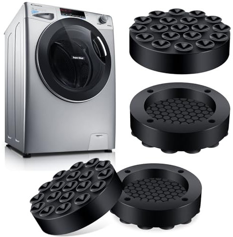 Zikenis Tapis Anti Vibration Machine a Laver Universel Universel, 4 Pièces Tampon en Silicone Tapis Machine à Laver Anti Vibration pour Machines à Laver, Séchoir, Réfrigérateur, Tableau