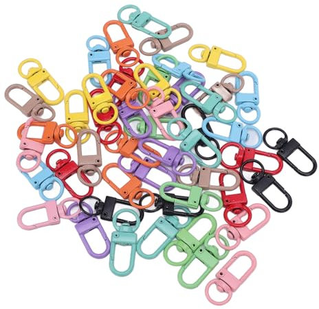 50 Stück Bunte Metall-Karabinerhaken, Zum Basteln von Rucksack-Schlüsselanhängern, Eisen, 10 Farben, Zum Basteln von Schlüsselbändern, Handtaschen, Geldbörsen