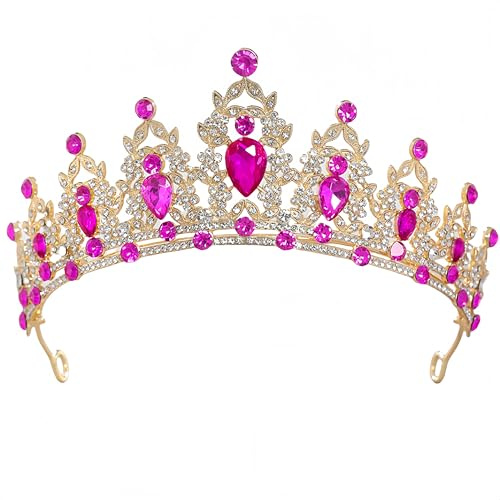 Diadème Femme Tiara Cristal Couronne Strass Couronne Princesse Fille Bandeau Adult Cheveux Accessoires Vintage Cadeau pour Concours Parties Festival fête Cosplay Halloween Noel