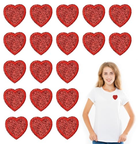 20 Pezzi Toppe a Forma di Cuore da Stirare Adesivi Applicabili con Ferro da Stiro Rosso da Stirare per Tessuti da Cucire Toppe Ricamate da Stirare Adesiva per Jeans Abbigliamento Fai Da Te Maglietta