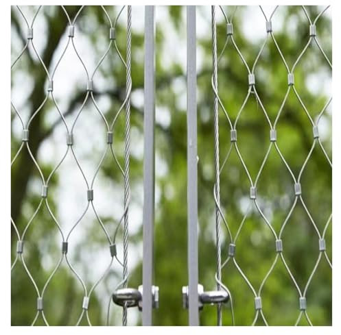 VXHCS Sicherheitsnetze für Balkone 304 Edelstahl-Seilnetz, 8cm/1,5mm Flexibles Kabel-Geländer-Netz, Dehnbares Balustraden-Füllnetz (0.8x12m)